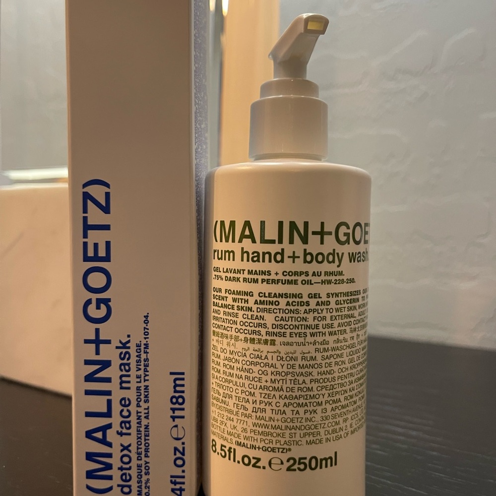 MALIN+GOETZ Rum Hand + Body Wash and face mask